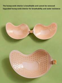 4pcs/Set (2 Black + 2 Skin Color) Strapless Sticky Silicone Backless Push Up Bra Cups Invisible Cleavage Enhancer For Women, Breathable Adhesive Bra Petals For Deep V Dresses & Backless Outfits