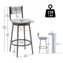 Honey Swivel Bar Stools Paper Rope Handwoven Barstools With Back Set Of 2 Rustic Round Counter Chairs For Dining Room, Kitchen Island (Honey).YH Choice