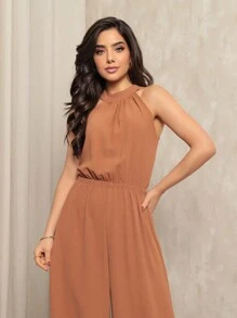 Fashionable Women's Jumpsuit - Apricot - View 4