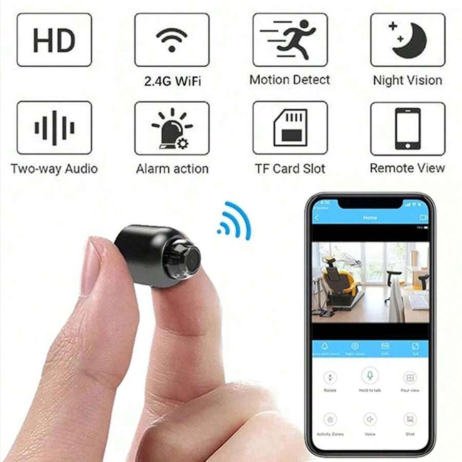 HD Mini WiFi Surveillance Camera, 2.4G WiFi Indoor Monitor Night Vision