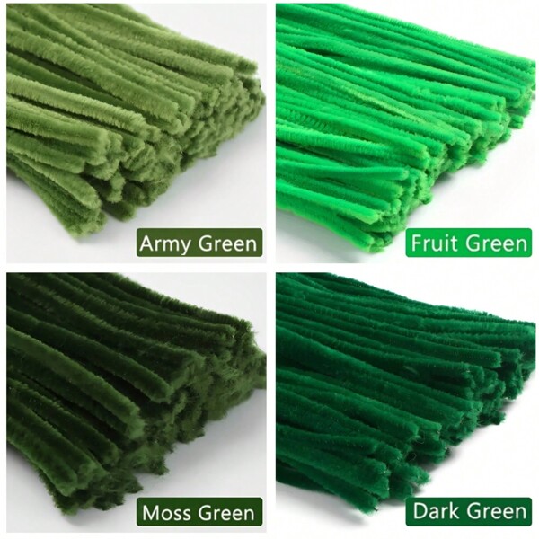 200pcs Green Color Craft Pipe Cleaners, Pipe Cleaner Craft Dark Green  Green Moss Green Fruit Green Pipe Cleaner For Craft Foldable Chenille Rod Pipe Cleaner, Chenille Stems, Pipe Cleaners Craft, Chenille Stems Pipe Cleaners, Fuzzy Sticks Craft Supplies, Colored Pipe Cleaner, For DIY Art And Craft Projects And Decorations