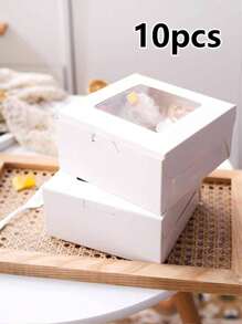 5pcs/10pcs Paperboard Cupcake/Pastry Boxes, Suitable For Baked Goods, Festivals, Parties