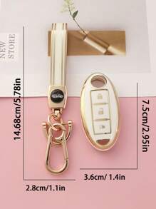 3 件/套 TPU 软钥匙扣套 + 皮革钥匙链钥匙圈带螺丝刀适用于日产智能 3 键汽车钥匙保护套 - 均碼 - 查看 7