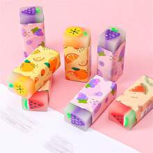10 pièces/set Gommes à dessins de fruits de bande dessinée, fournitures de papeterie scolaire pour enfants