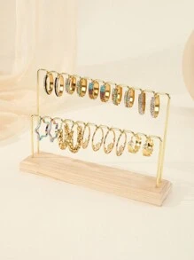 1 件木质底座金属线项链和耳环架展示架，适合阳光旅行凉爽返校的礼物