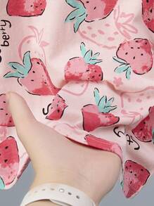 2 件套年轻女孩卡通印花短袖上衣和 3/4 裤睡衣套装，轻盈夏季 - 彩色 - 查看 7