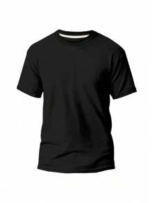 Kit 5 Plain Basic T-Shirt 100% Cotton Thread 30.1 Men's Unisex Breathable Reinforced Costume Fast Shipping!! - 黑色 - 查看 2