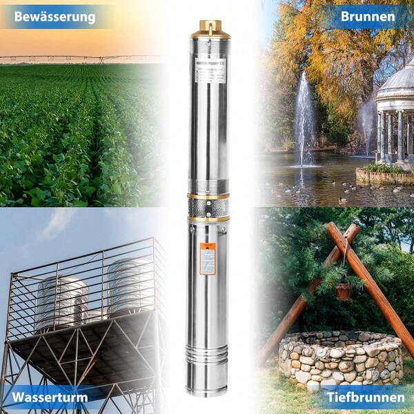 VA-Cerulean Bombas de pozo, 370W/750W/1100W, bomba de agua con protección contra sobrecalentamiento, bomba para pozo profundo de acero inoxidable, compatible con arena, bomba para suministro y drenaje de agua
