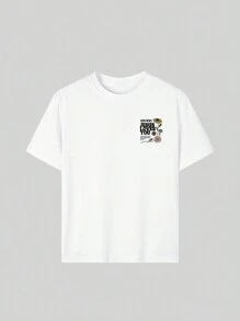 Camiseta de cuello redondo con estampado casual de manga corta para niñas y niños en verano - ¡Una camiseta suave y cómoda con flores es perfecta para los momentos cálidos! Ropa de niña preadolescente, camisetas gráficas de niñas, blusas de verano para niña preadolescente