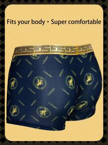 4pcs Black & Gold Luxury Silk Boxers For Men - Black - View 5