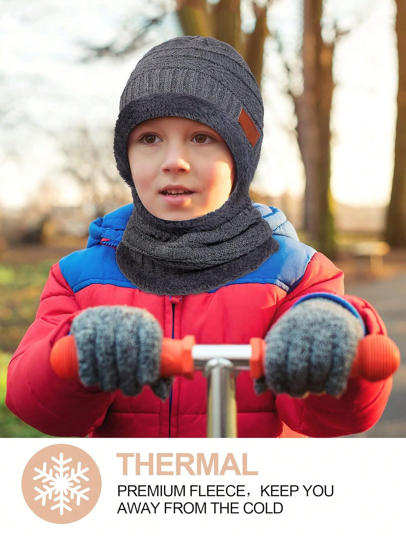 مجموعة 3 قطع من قبعة الشتوية المحبوكة، وشاح دافئ ل...