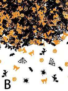 30g/包黑色蝙蝠、蜘蛛、南瓜及异形金属闪光纸五彩纸屑装饰品，适用于万圣节、圣诞节 - 彩色 - 查看 13