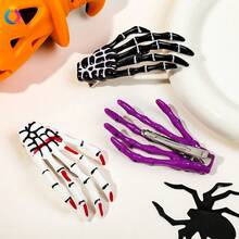 Skeleton Hand Design Hair Clip, Halloween Hair Accessories - Multicolor - View 8