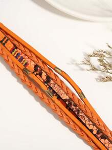 1 Peça Pulseiras Envolventes Laranja de Couro PU Múltiplas para Mulheres, Pulseiras Empilháveis para Aniversário, Festa Diária, Natal, Presentes de Jóias, Acessórios para Baile de Formatura/Páscoa, Jóias Femininas