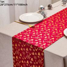 1/2 cuộn 11 "X108" Bông tuyết mùa đông, Cây Giáng sinh, Khăn trải bàn dài hình chữ nhật hình nai sừng tấm có thể giặt và chống nhăn, có nhiều màu sắc - Khăn trải bàn dài hình chữ nhật hình bông tuyết màu xanh lá cây, Giáng sinh và năm mới bằng vàng, Trang trí lễ Giáng sinh mùa đông theo mùa cho Halloween, năm mới, nhà, bữa tiệc, tiệc, trang trí bàn ăn, trang trí nhà cửa, trang trí Giáng sinh, đồ dùng tiệc - Nhiều màu - Xem 32