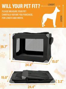 3-Door Portable Folding Soft Dog Crate Dog Kennel Lightweight Foldable Travel Dog Crate With Mesh Windows For Indoor Outdoor Travel - 黑色 - 查看 4