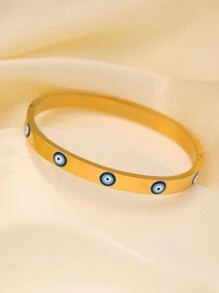 1pc European Style Stainless Steel Evil Eye Design Bracelet For Women, Suitable For Party, Gathering And Daily Wear
