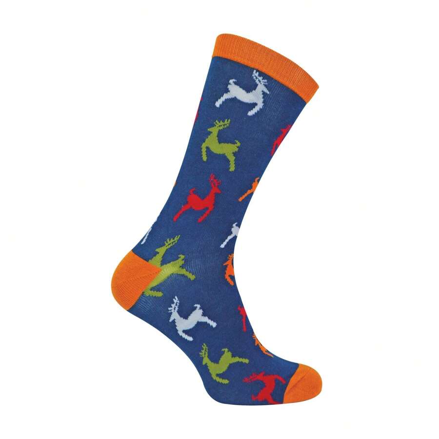 Mr. Heron 1 Pack Mens Novelty Animal Pattern Bamboo Socks (Tigers (Turquoise)) - Fast Shipping And Quick Delivery - Navy Blue - View 1