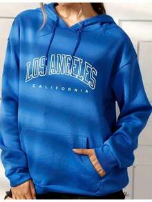 Women's And Men's Cold Blouse In Various Colors Flannel Cotton Sweatshirt Moleton Los Angeles - Xanh đậm - Xem 1