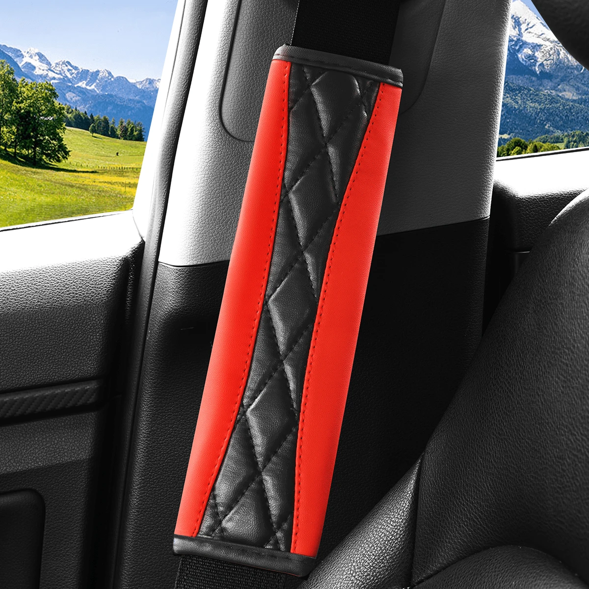 1 Stück Auto Gurtpolster, weiches Leder Gurtschutz für Schulter und Nacken, bequemes Auto Gurt Polsterkissen, universell für SUV, LKW, Wohnmobil