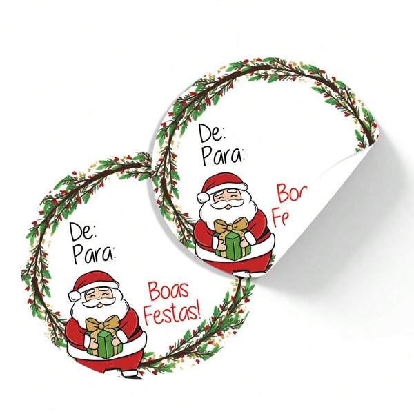 35 adesivos etiquetas redondo tags Natal de para escrever nome Feliz Natal 4cm