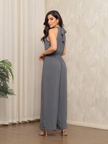 Fashionable Women's Jumpsuit - Dark Grey - View 2