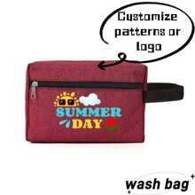 Customize Wholesale Logo Men Oxford Wash Bag Organizer WaterProof Toiletry Compliant Bag Travel Bathroom Zip Women Cosmetic Makeup Storage Case - Burgundy - View 2