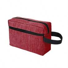 Customize Wholesale Logo Men Oxford Wash Bag Organizer WaterProof Toiletry Compliant Bag Travel Bathroom Zip Women Cosmetic Makeup Storage Case - Burgundy - View 4