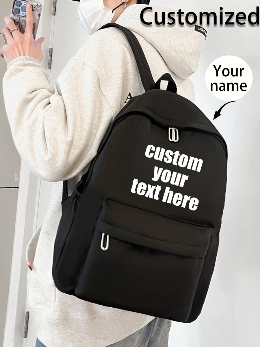 Mochila personalizable para mujeres, unicolor versátil, múltiples bolsillos, mochila de día con gran capacidad para portátil, trabajo de negocios y transporte, mochila escolar preppy con estilo, estudiante universitaria, mochila para volver a la escuela, universidad, chicas adolescentes, accesorio esencial para viajes - Negro - Ver 1