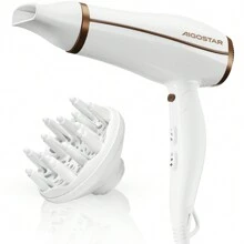 1 pièce Sèche-cheveux pliable de 2200W avec fonction ionique négative, 3 réglages de chaleur, 2 vitesses, protection contre la surchauffe, blanc, pour usage quotidien et voyage