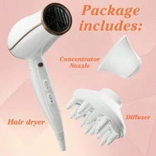 1 pièce Sèche-cheveux pliable de 2200W avec fonction ionique négative, 3 réglages de chaleur, 2 vitesses, protection contre la surchauffe, blanc, pour usage quotidien et voyage