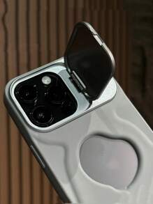 1pc Luxury Asymmetric 3D Surface Camera Bracket Phone Case Compatible With Iphone 15 14 13 12 11 Pro Max Wireless Charge Skin Friendly Holder Soft Cover