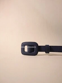 Women's Fashion Belts Thin 1.7cm Colorful Synthetic Leather - 藏蓝色 - 查看 3