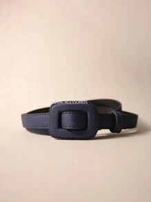 Women's Fashion Belts Thin 1.7cm Colorful Synthetic Leather - 藏蓝色 - 查看 1