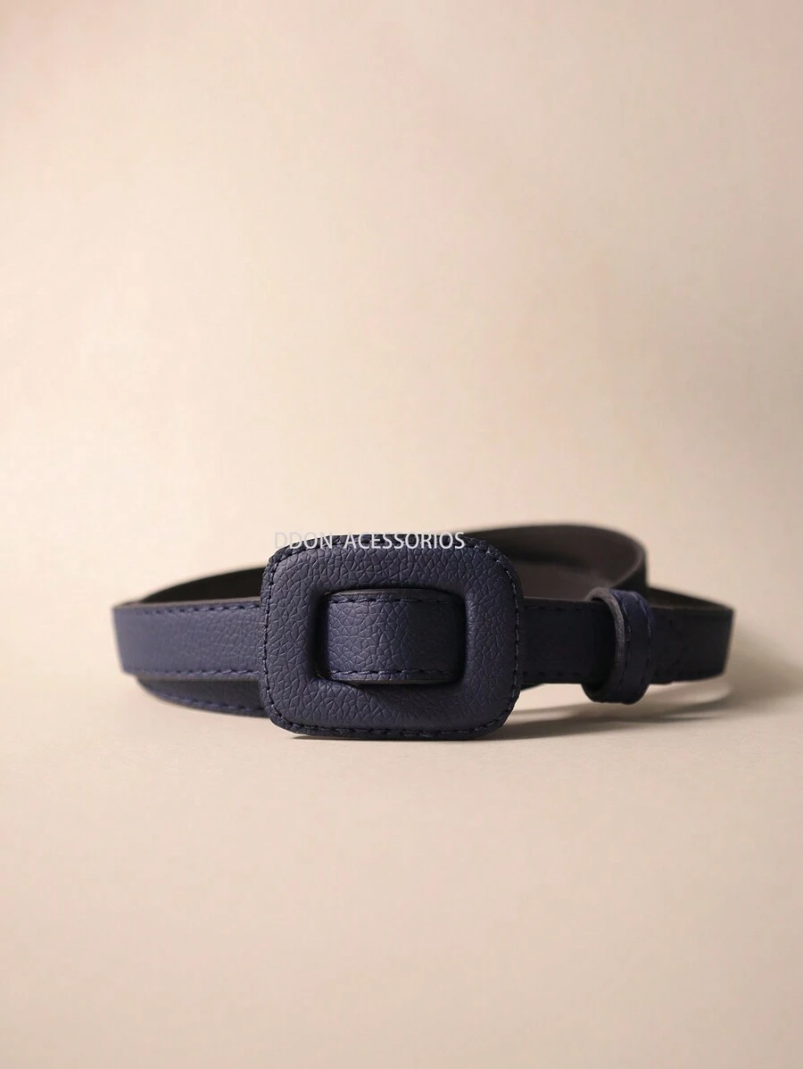 Women's Fashion Belts Thin 1.7cm Colorful Synthetic Leather - 藏蓝色 - 查看 1