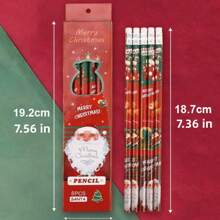 6pcs/Box Popular Christmas Cartoon Pencils With Pencil Case, Erasers Included, Christmas Gifts