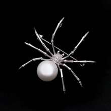 1pc Retro Black Spider Design Crystal Brooch, Fashionable Metal Lapel Pin For Women, Wholesale Halloween Accessories