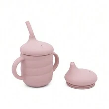 1pc 2-In-1 Silicone Sippy Cup With Straw, Colorful Toddler Drinking Cup With Handle - Multicolor - View 15