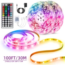 50ft/100ft Led Strip Lights For Bedroom,With 44keys Remote And Power Plug,  Can Adjust Color And Brightness,Very Easy To Install, Led Lights For Room,Home,Kitchen, Living Room,Holiday Party Atmosphere Decor - Xem 3
