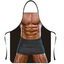 1pc Muscular Man Printed Chef Apron, Sleeveless Waterproof And Stain-Resistant Apron, Creative Funny High-Definition Printing, Suitable For Home Cooking, BBQ, Party