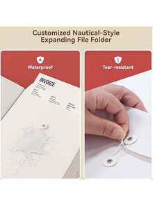 Document Organizer, Customized Nautical-Style Expanding File Folder For Important Papers, Birth Certificates, Social Security Cards, Passports, Family Tree, Photos, Letters, Etc. - Coffee Brown - View 3