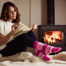 Heat Holders Ladies Thin Lightweight Patterned Casual Winter Warm Thermal Socks (Heaton) - Fast Shipping And Quick Delivery - Blue - View 3