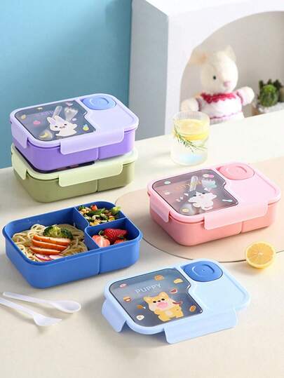 1 Stück Cartoon Lunchbox, mikrowellengeeignet, tragbar, für Salat, Reis, geeignet für Studenten und Berufstätige, für Obst, Gemüse, Sandwich, perfekt für Essensvorbereitungen, Küche, Weihnachtsgeschenk