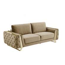 90" Beige Sofa With Silver Legs - Beige - View 1