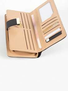 Billetera para mujer con múltiples ranuras y compartimentos, diseño de hoja calada