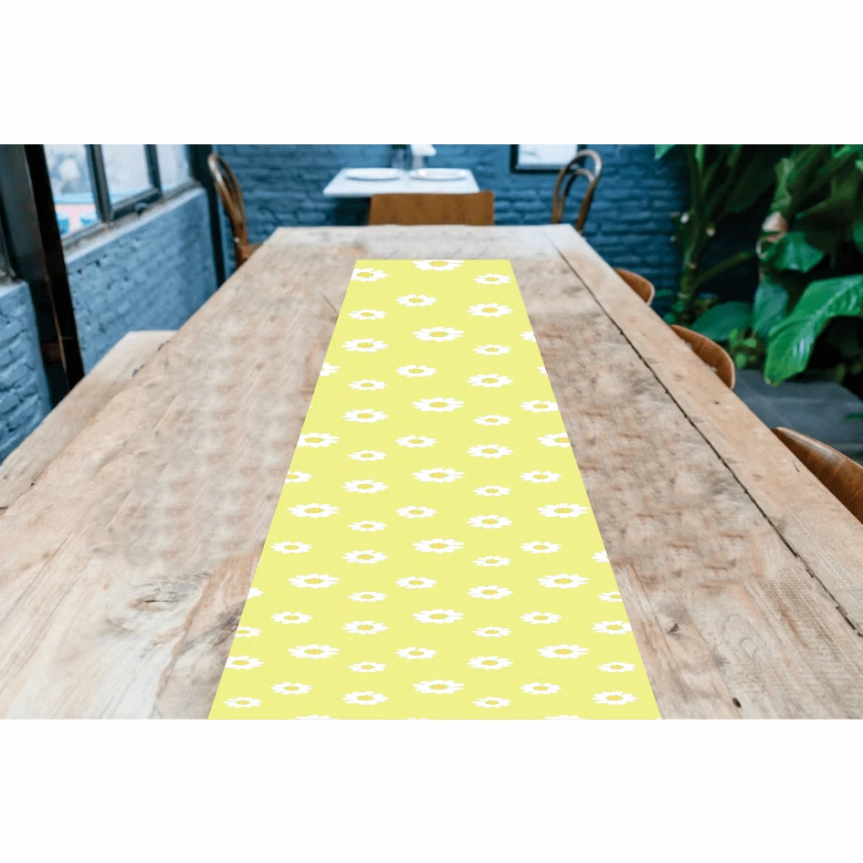 Exclusive Printed Table Runner Fabric Heart Table Set - Daisy- Yellow - View 1
