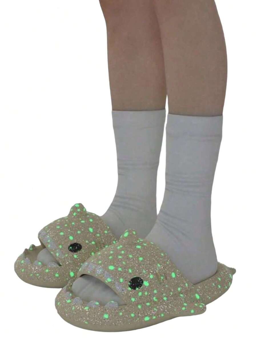 Sandalia Chancla Infantil Tiburon Flourecente Brillantes Niños - Amarillo - Ver 1