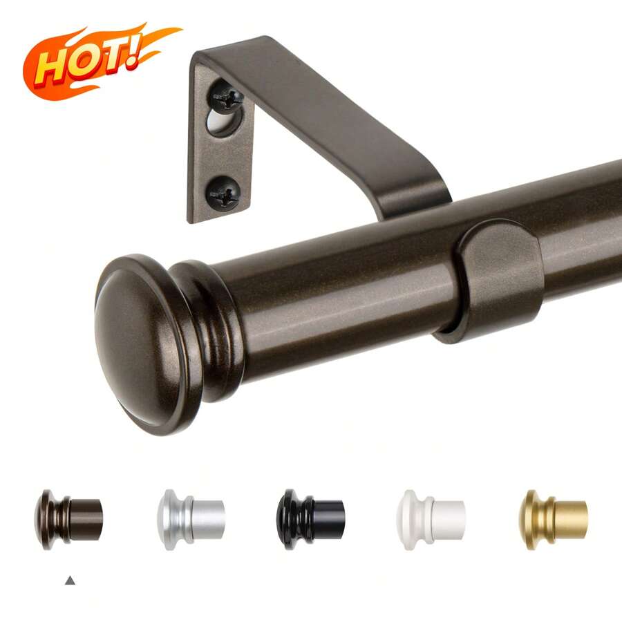 1pc Long Curtain Rods For For Windows, Telescoping Splicing Curtain Rod, 3/4 Drapery Rods With Small Cap Finial, Bronze - Bronze - View 1