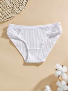 6 Pcs Multicolored Lace Comfortable, Breathable, Simple Mid Waist Women's Triangle Pants - Multicolor - View 6