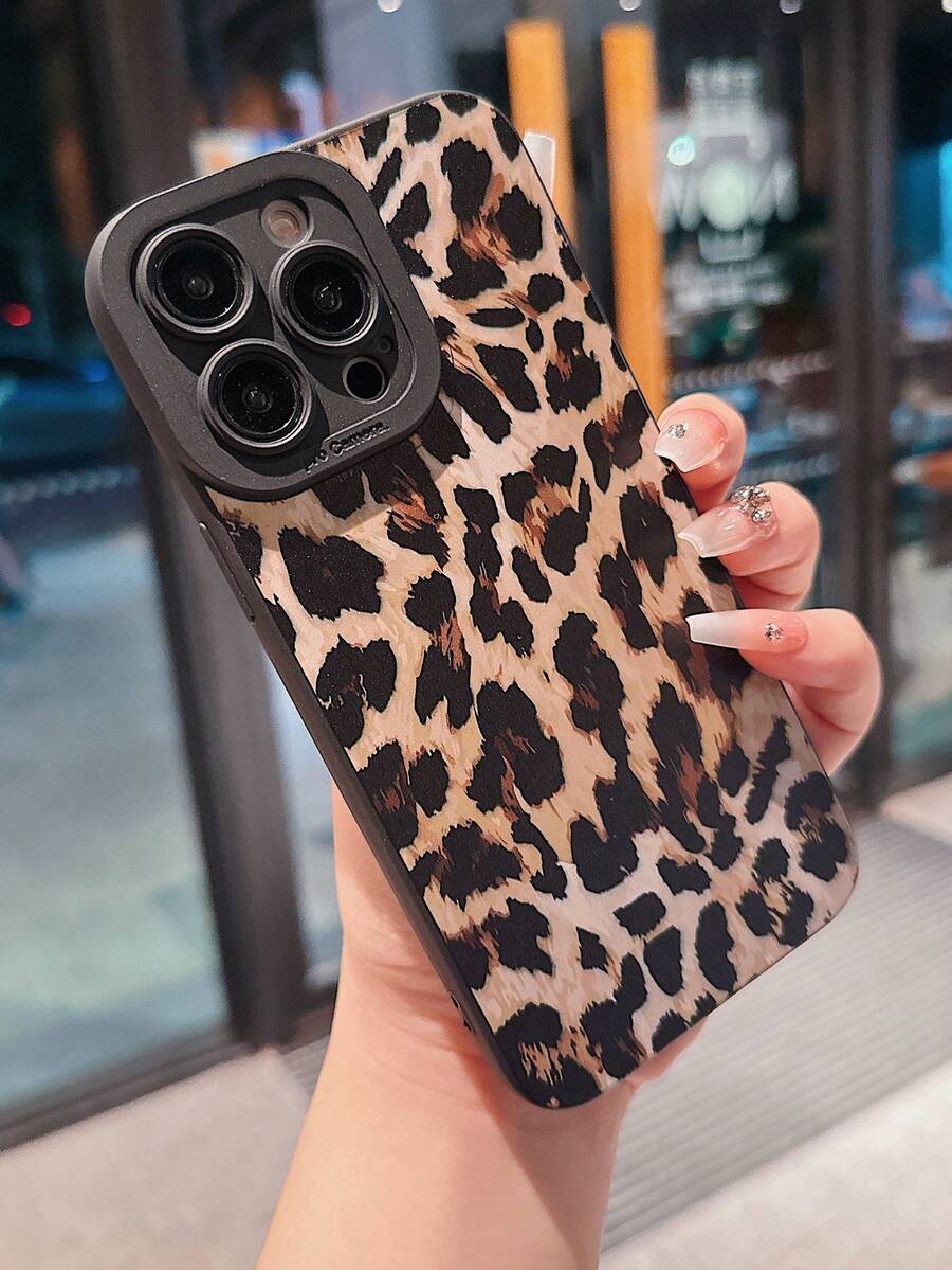 1 pièce Coque de téléphone à imprimé animal léopard noir compatible avec iPhone 15 Pro Max/15 Pro/15/14/13/12/11/13 Pro Max/14 Pro, couvercle de protection de téléphone à couverture complète - Multicolore - Voir 1